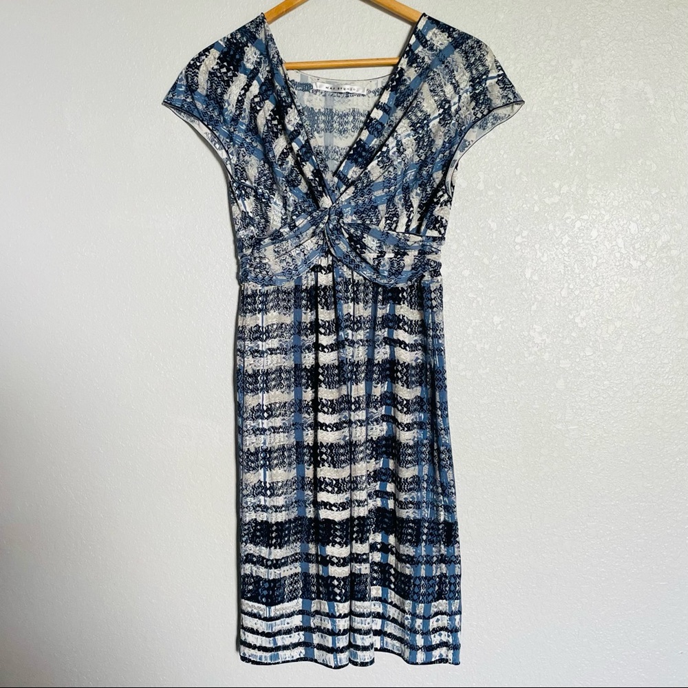 Max Studio Blue Beige Print Dress - Size M